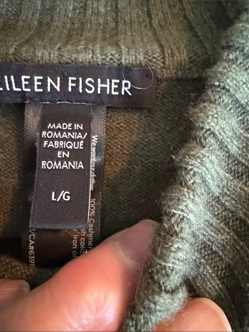 Eileen Fisher cashmere sweater Mock Turtleneck Sweater - Olive Green - Picture 6 of 9